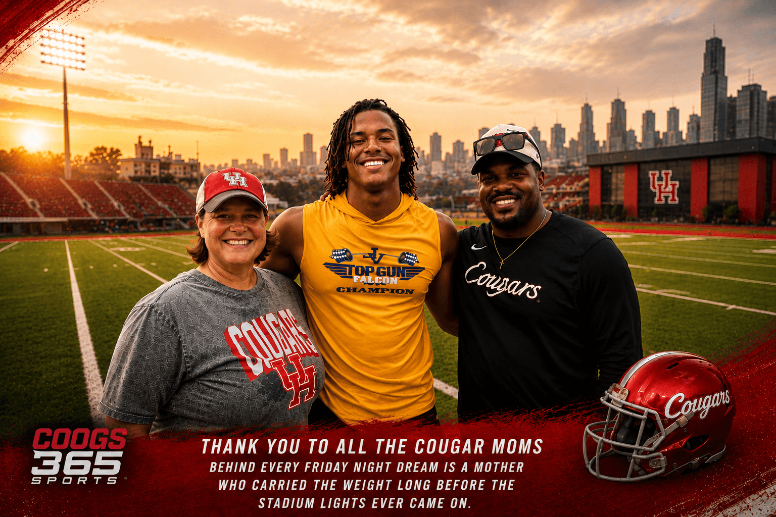 Cael's mom Elissa, pictured with Cael and Coach Ross